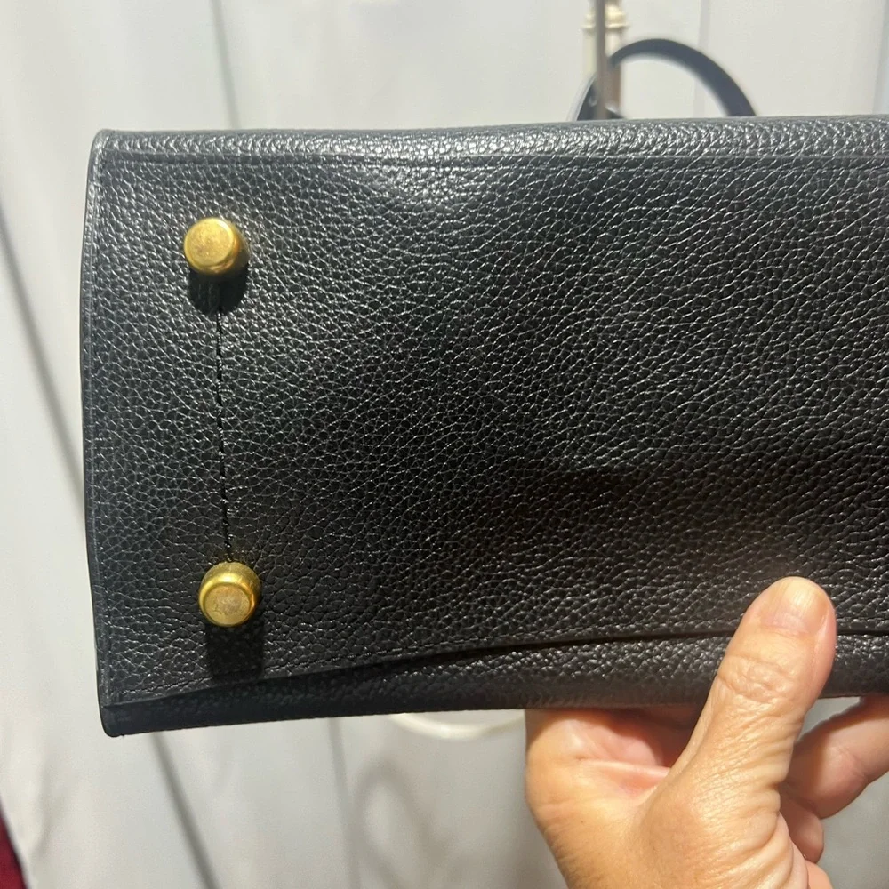 Coach Charlie Carryall Black Tote with Brown Handles and Scalloped  rivets - Picture 8 of 16